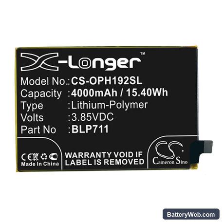 Oppo A1K Replacement Battery, 3.85V, 4000mAh, Li-Polymer 3