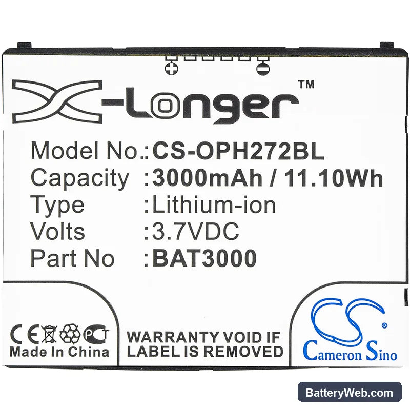 Opticon H-27 Replacement Battery, 3.7V, 3000mAh, Li-ion 3