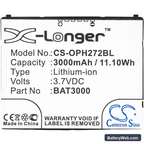 Opticon H-27 Replacement Battery, 3.7V, 3000mAh, Li-ion 3