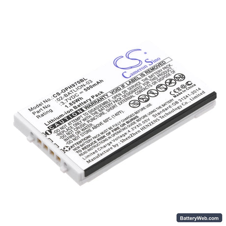 Opticon OPL-9700 Replacement Battery, 3.7V, 500mAh, Li-ion 1