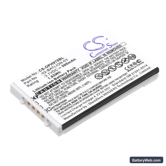 Opticon OPL-9700 Replacement Battery, 3.7V, 500mAh, Li-ion 1