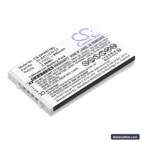 Opticon OPL-9700 Replacement Battery, 3.7V, 800mAh, Li-ion 1
