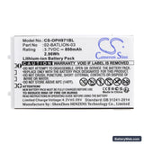 Opticon OPL-9700 Replacement Battery, 3.7V, 800mAh, Li-ion 3