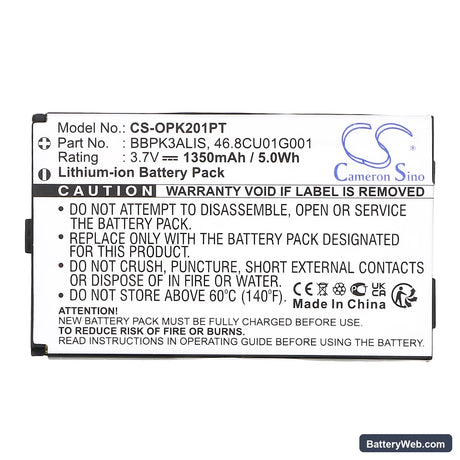 Optoma PK201 Replacement Battery, 3.7V, 1350mAh, Li-ion 3