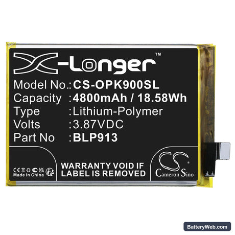 Oppo K9X Replacement Battery, 3.87V, 4800mAh, Li-Polymer 3