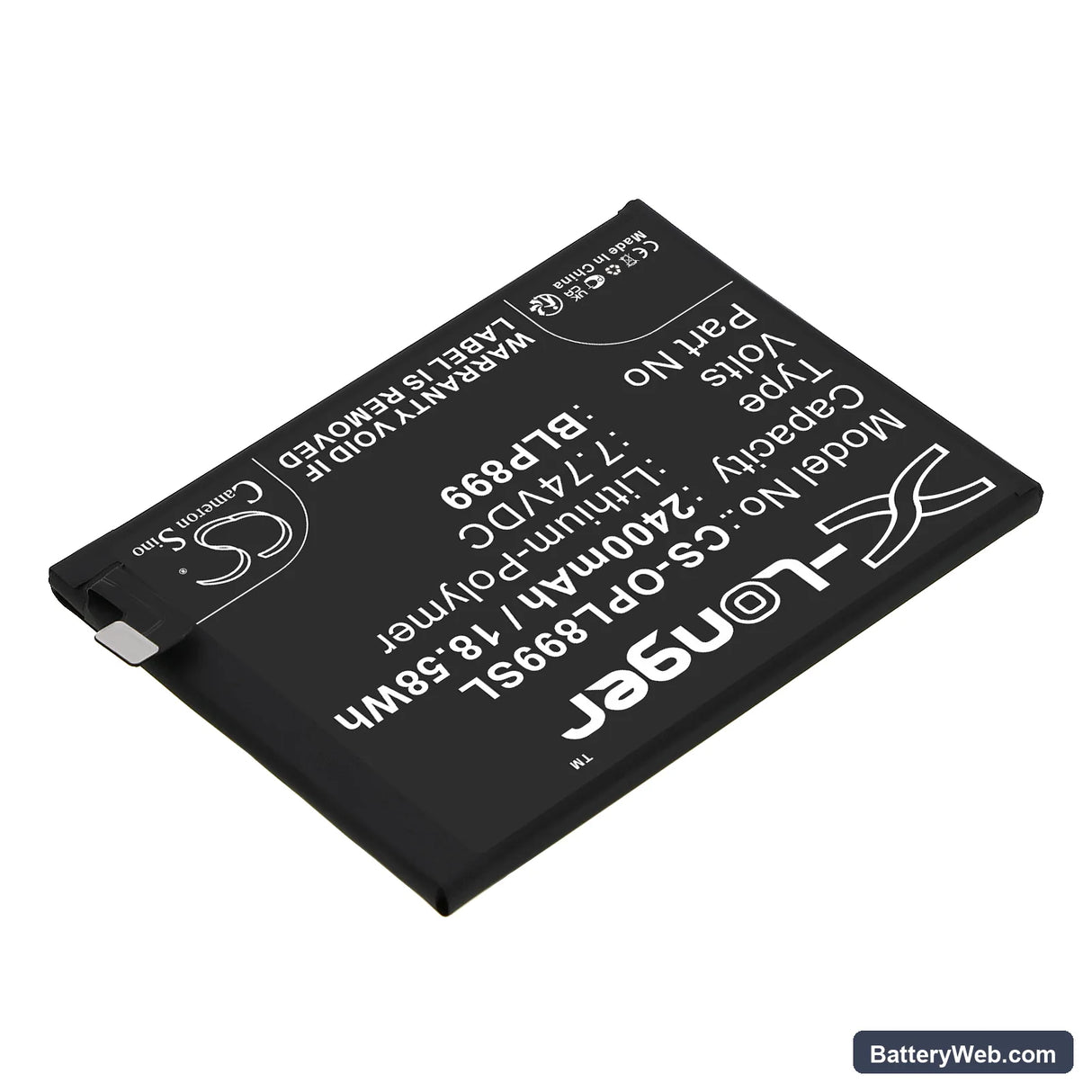 OnePlus 10 Pro Replacement Battery, 7.74V, 2400mAh, Li-Polymer 2
