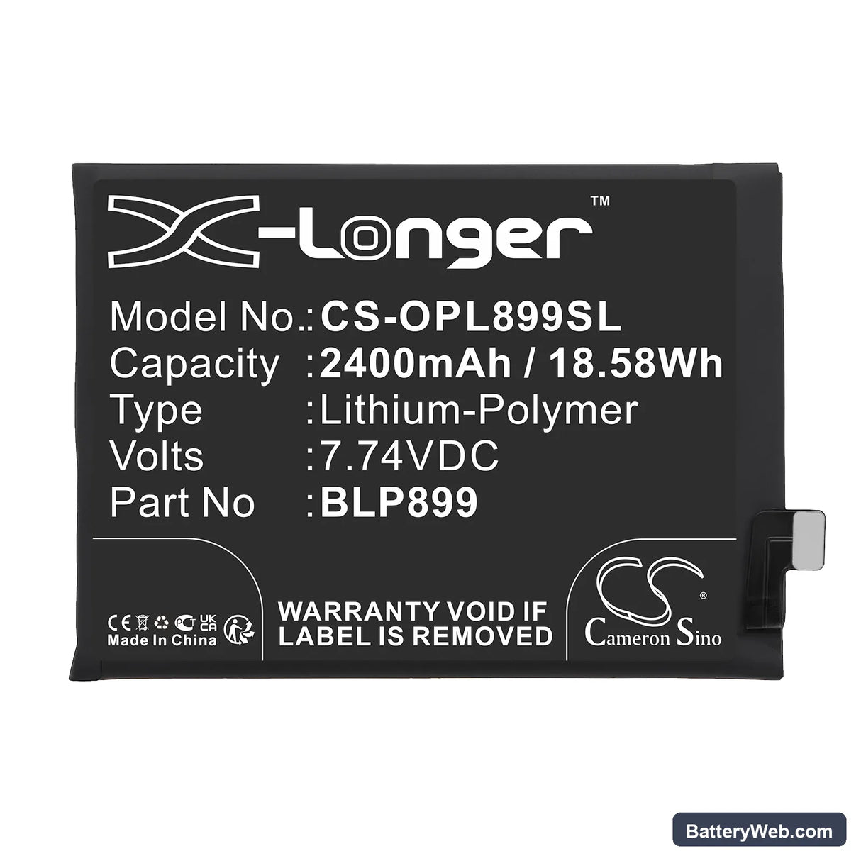 OnePlus 10 Pro Replacement Battery, 7.74V, 2400mAh, Li-Polymer 3