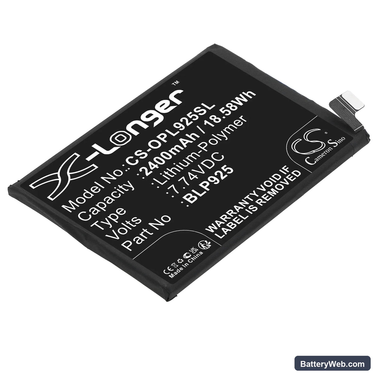 OnePlus 10R Replacement Battery, 7.74V, 2400mAh, Li-Polymer 1
