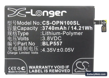 Oppo N1 Replacement Battery, 3.8V, 3740mAh, Li-Polymer 5