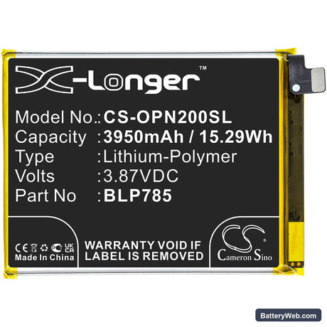 OnePlus Nord Replacement Battery, 3.87V, 3950mAh, Li-Polymer 3