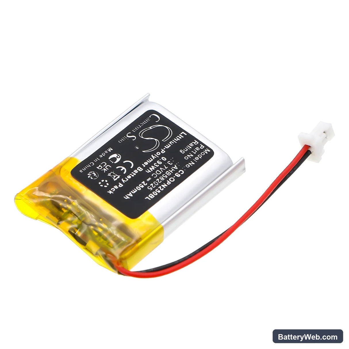 Opticon 15101 Replacement Battery, 3.7V, 250mAh, Li-Polymer 2