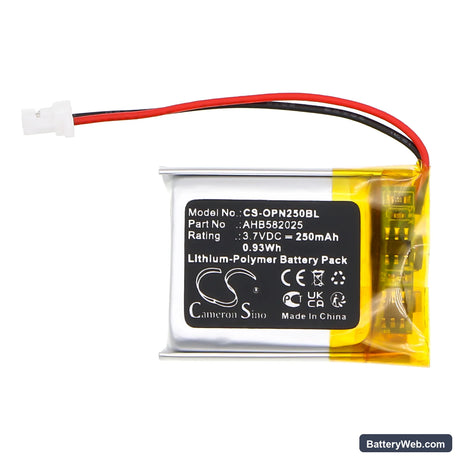 Opticon 15101 Replacement Battery, 3.7V, 250mAh, Li-Polymer 3