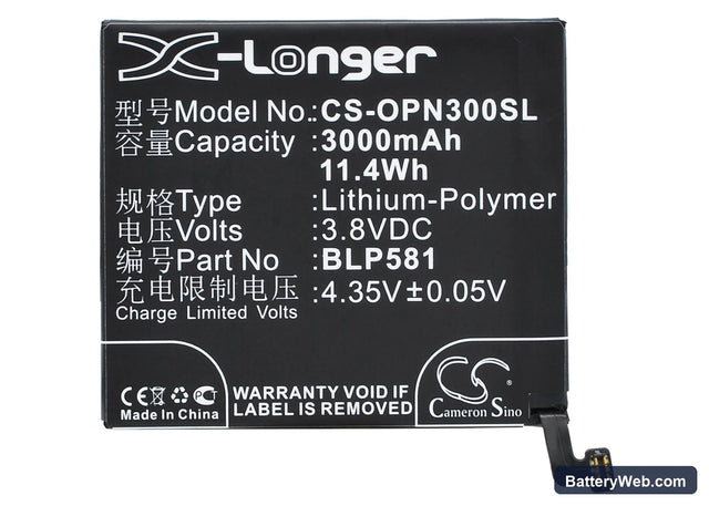 Oppo N3 Replacement Battery, 3.8V, 3000mAh, Li-Polymer 1