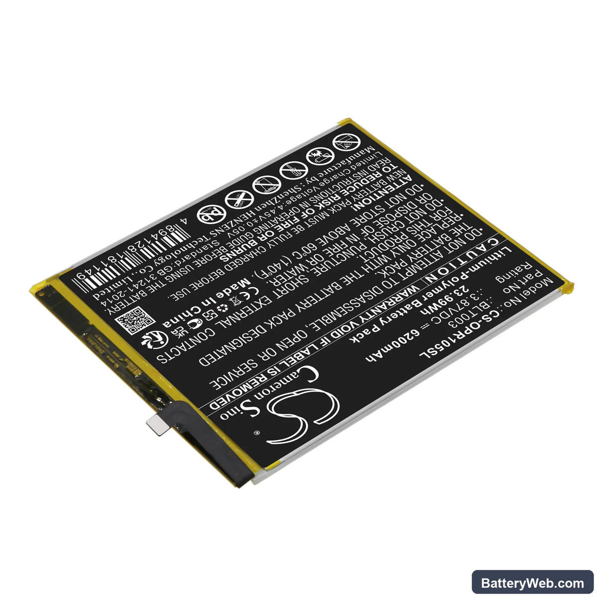 Oppo Realme pad mini Replacement Battery, 3.87V, 6200mAh, Li-Polymer 2