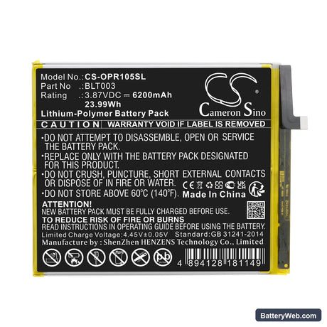 Oppo Realme pad mini Replacement Battery, 3.87V, 6200mAh, Li-Polymer 3