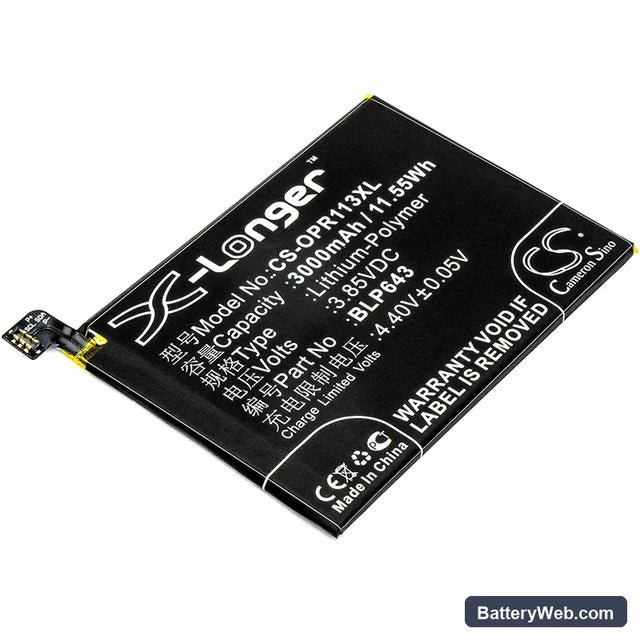 Oppo R11S Replacement Battery, 3.85V, 3000mAh, Li-Polymer 1