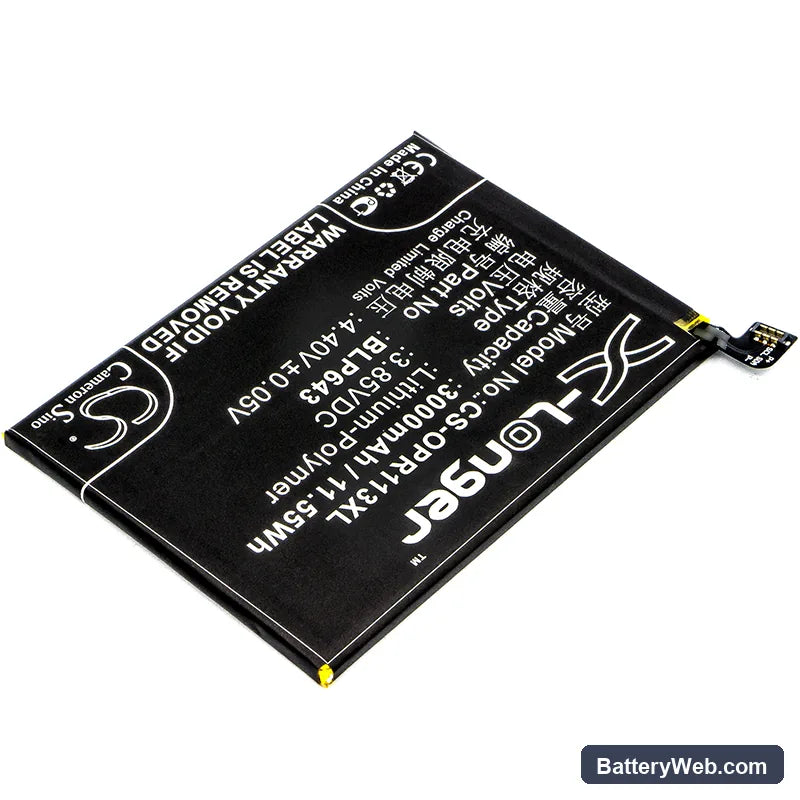 Oppo R11S Replacement Battery, 3.85V, 3000mAh, Li-Polymer 2