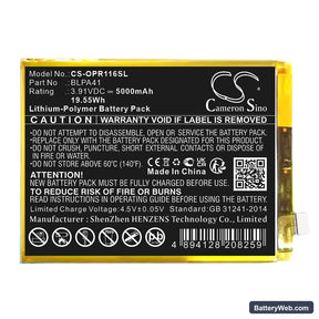 Oppo Reno 11F Replacement Battery, 3.91V, 5000mAh, Li-Polymer 1