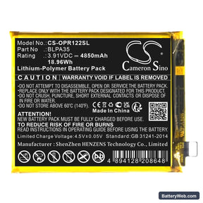 Oppo Realme 12 Pro Plus Replacement Battery, 3.91V, 4850mAh, Li-Polymer 1