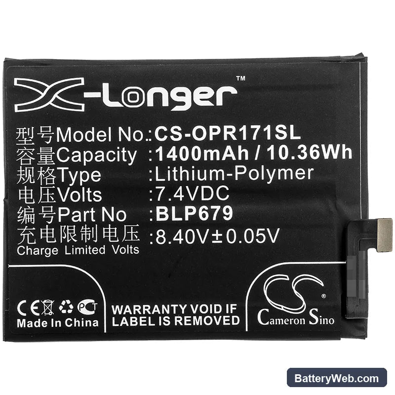 Oppo R17 Pro Replacement Battery, 7.4V, 1400mAh, Li-Polymer 3