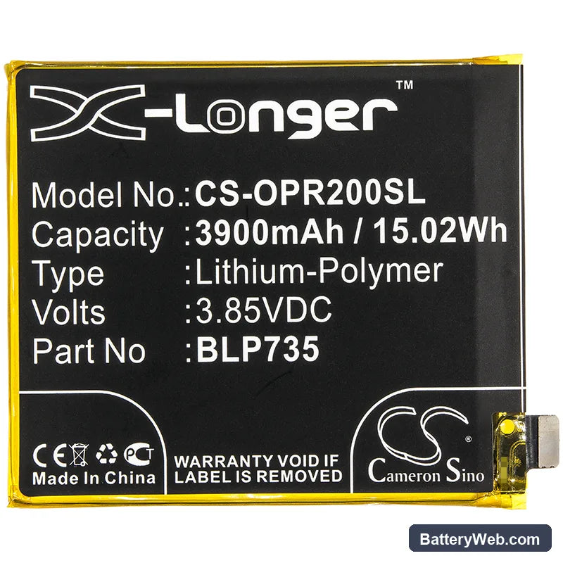 Oppo Reno 2 Replacement Battery, 3.85V, 3900mAh, Li-Polymer 3