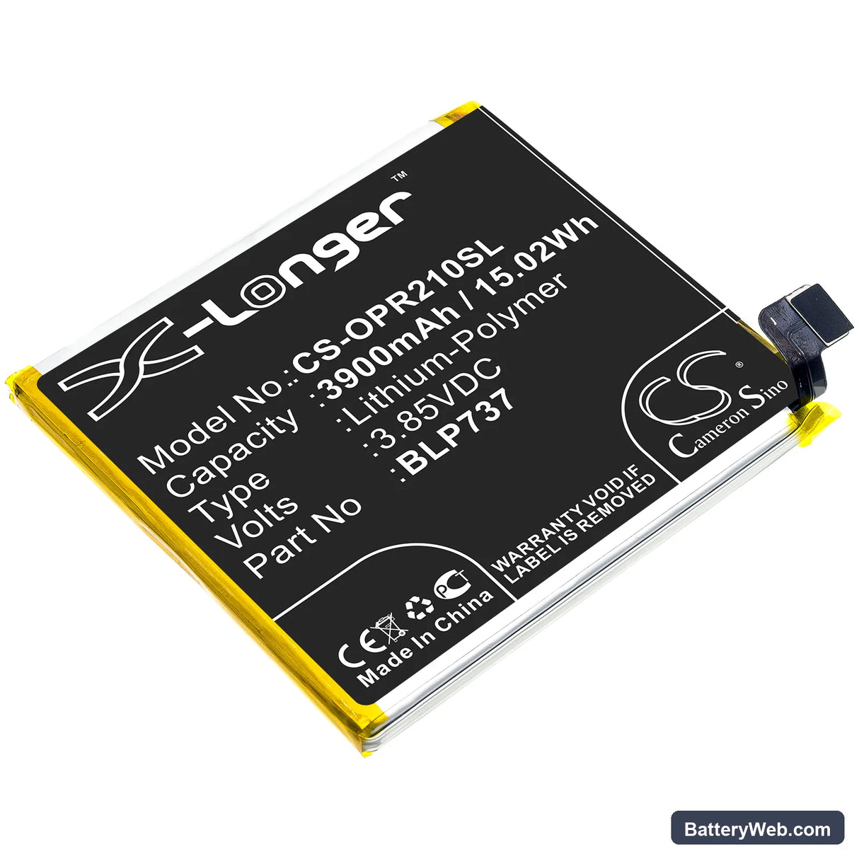 Oppo Reno2 Z Replacement Battery, 3.85V, 3900mAh, Li-Polymer 1