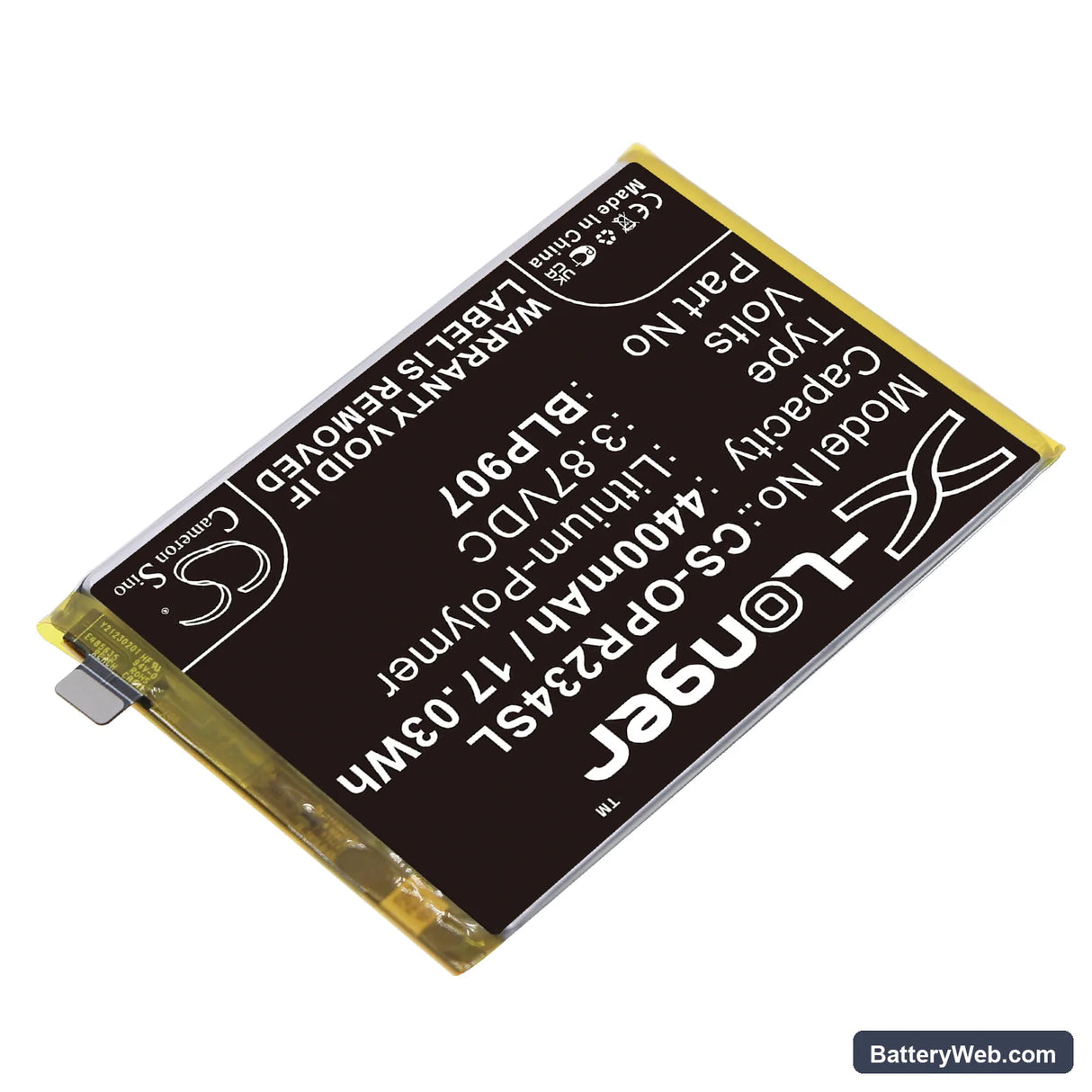 Oppo Reno7 Z 5G Replacement Battery, 3.87V, 4400mAh, Li-Polymer 2
