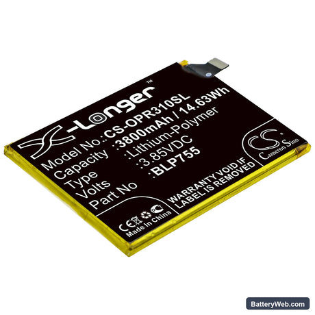Oppo Reno 3 5G Replacement Battery, 3.85V, 3800mAh, Li-Polymer 1