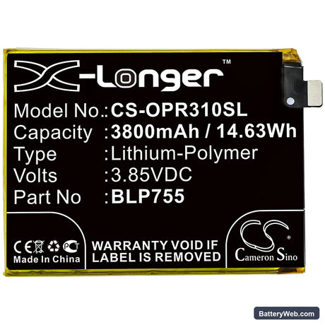 Oppo Reno 3 5G Replacement Battery, 3.85V, 3800mAh, Li-Polymer 3