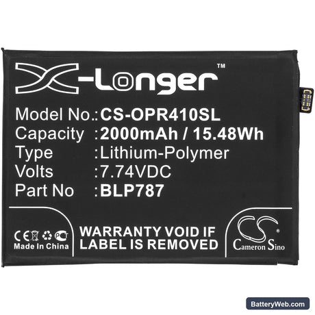 Oppo Reno4 Pro 4G Replacement Battery, 7.74V, 2000mAh, Li-Polymer 3