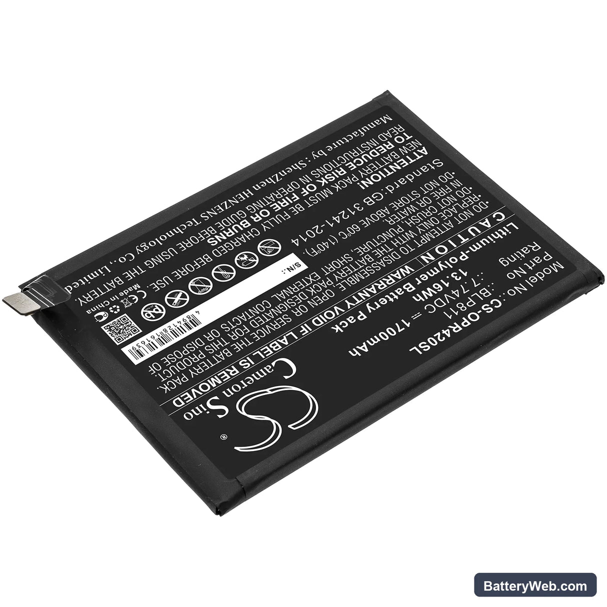 Oppo Reno4 SE Replacement Battery, 7.74V, 1700mAh, Li-Polymer 2