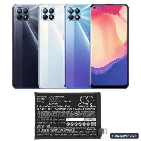 Oppo Reno4 SE Replacement Battery, 7.74V, 1700mAh, Li-Polymer 5