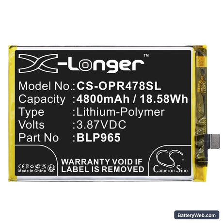 Realme Q5 Replacement Battery, 3.87V, 4800mAh, Li-Polymer 3