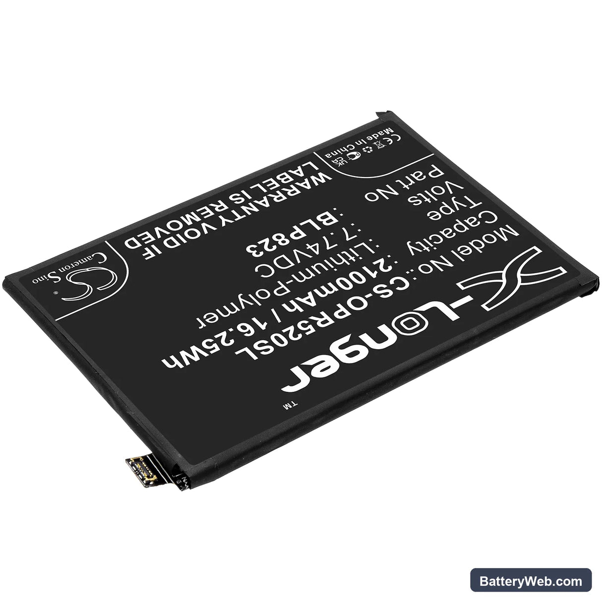 Oppo Reno5 Pro Replacement Battery, 7.74V, 2100mAh, Li-Polymer 2