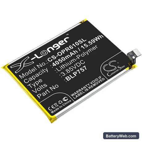 Oppo Realme 6 Replacement Battery, 3.85V, 4050mAh, Li-Polymer 1