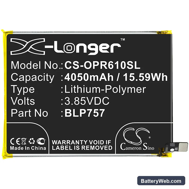 Oppo Realme 6 Replacement Battery, 3.85V, 4050mAh, Li-Polymer 3