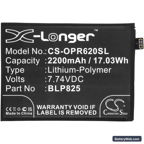 Oppo Reno6 Pro Replacement Battery, 7.74V, 2200mAh, Li-Polymer 3