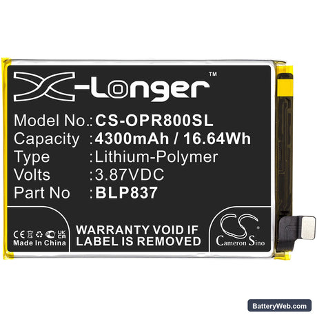 Oppo Realme 8 Pro Replacement Battery, 3.87V, 4300mAh, Li-Polymer 3
