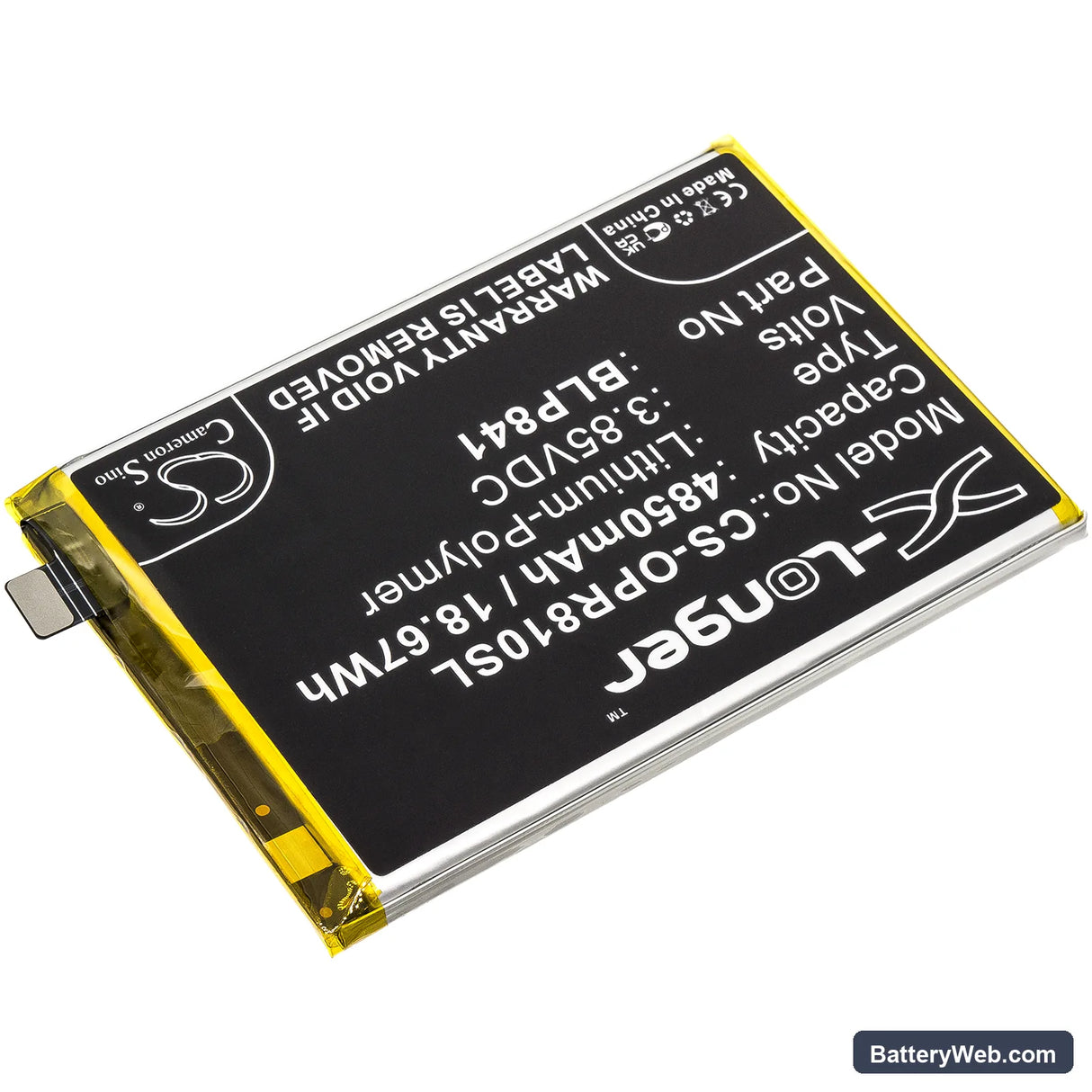 Oppo Realme 8 Replacement Battery, 3.85V, 4850mAh, Li-Polymer 2