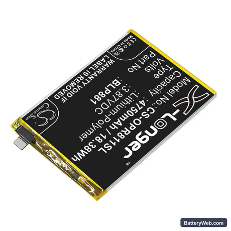 Oppo Reno 5K Replacement Battery, 3.87V, 4750mAh, Li-Polymer 2