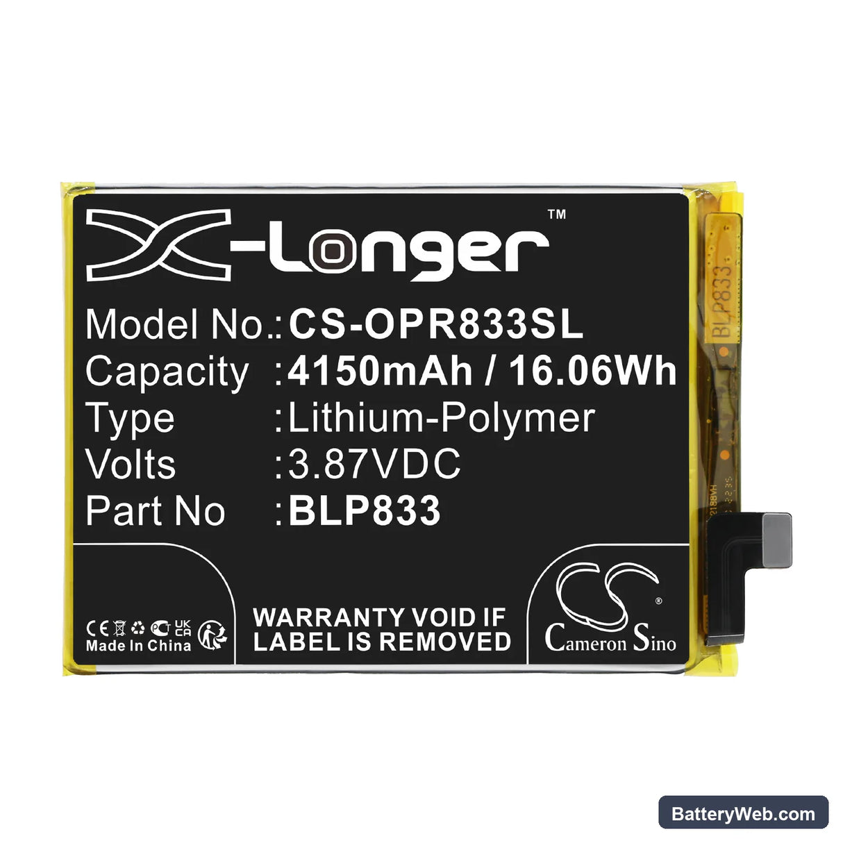 Oppo Realme V15 5G Replacement Battery, 3.87V, 4150mAh, Li-Polymer 3