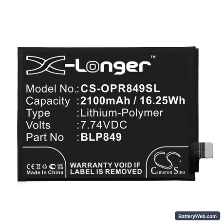 Oppo Realme GT Replacement Battery, 7.74V, 2100mAh, Li-Polymer 3