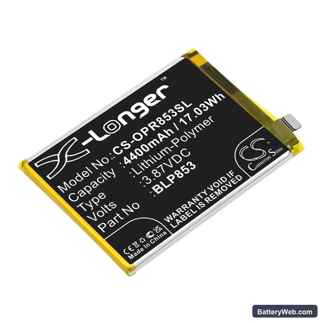 Oppo Reno 4 4G Replacement Battery, 3.87V, 4400mAh, Li-Polymer 1