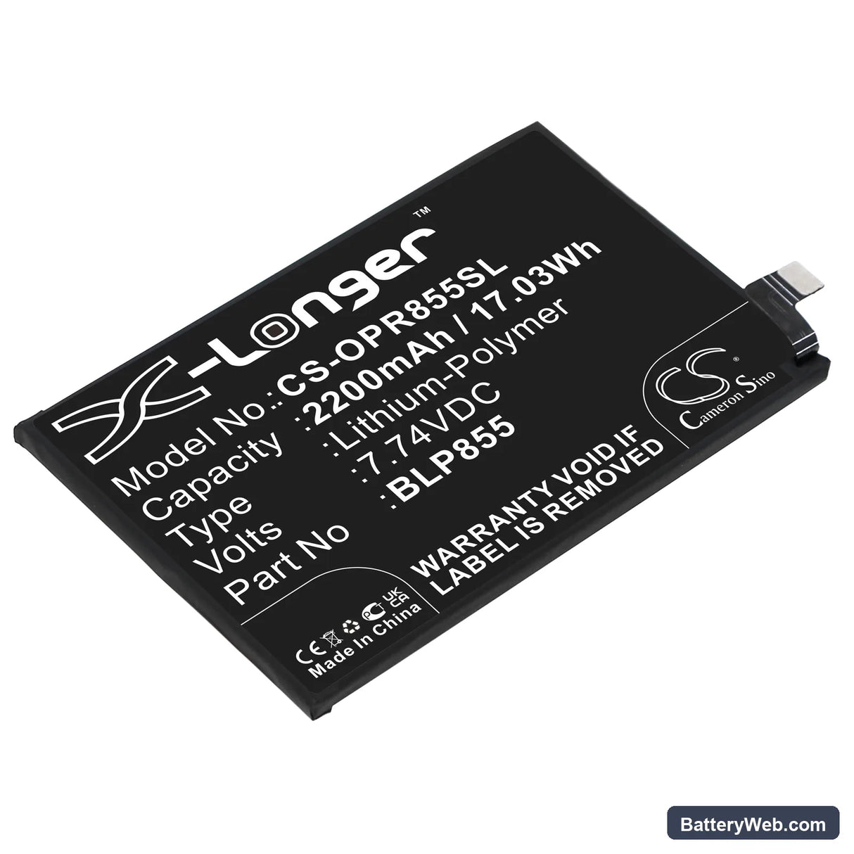 Oppo Reno6 Pro 5G Replacement Battery, 7.74V, 2200mAh, Li-Polymer 1