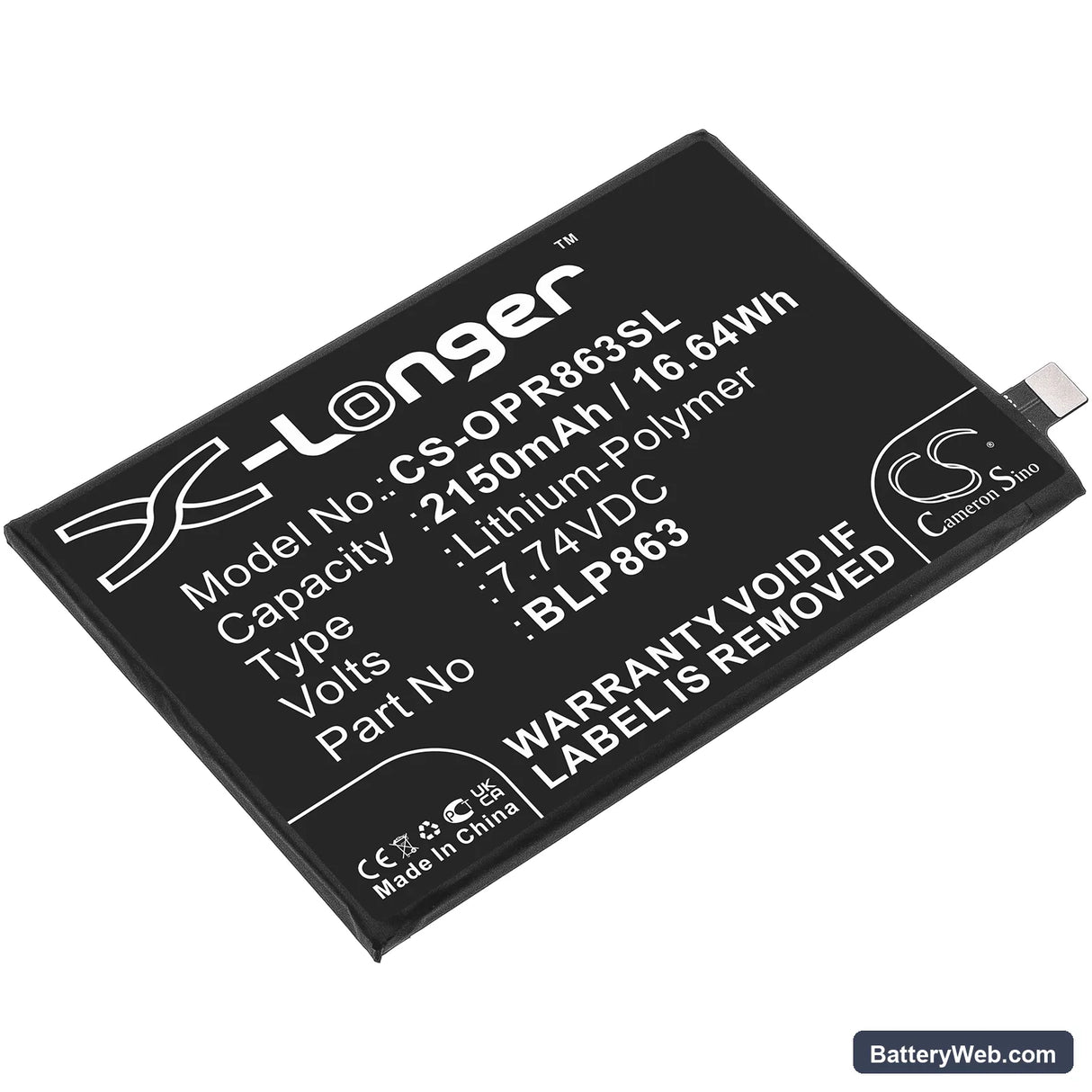 Oppo Reno6 Replacement Battery, 7.74V, 2150mAh, Li-Polymer 1