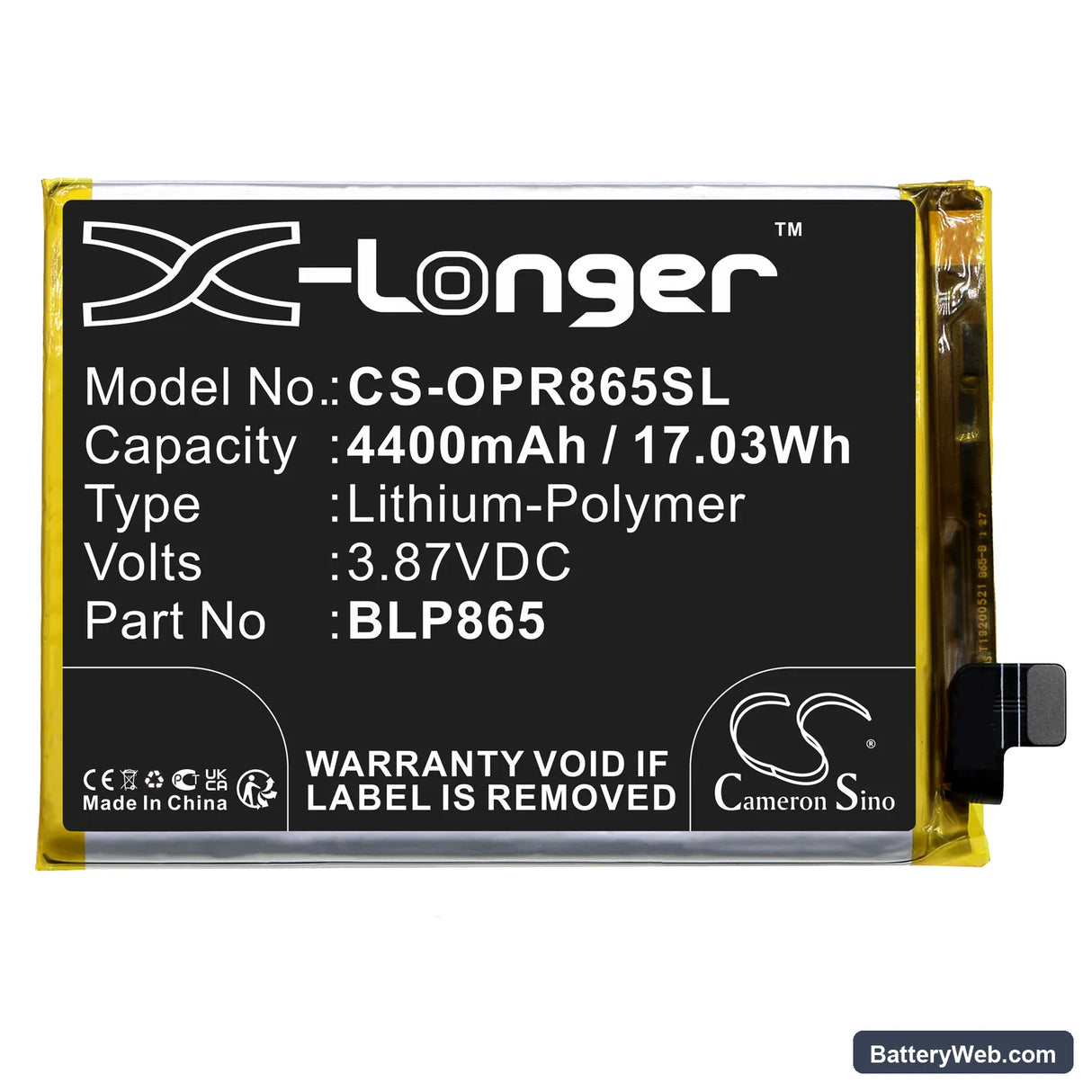 Oppo K9 Pro Replacement Battery, 3.87V, 4400mAh, Li-Polymer 3