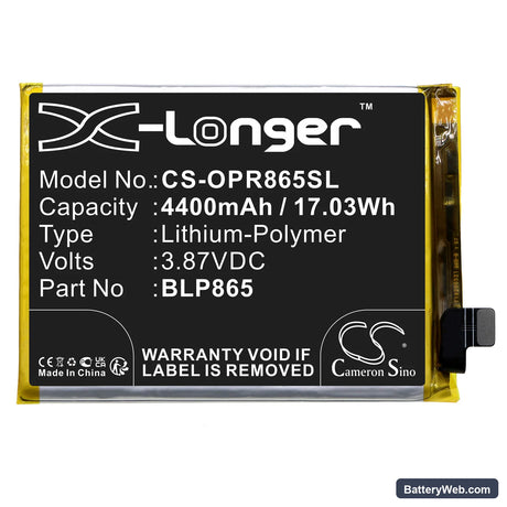 Oppo K9 Pro Replacement Battery, 3.87V, 4400mAh, Li-Polymer 3