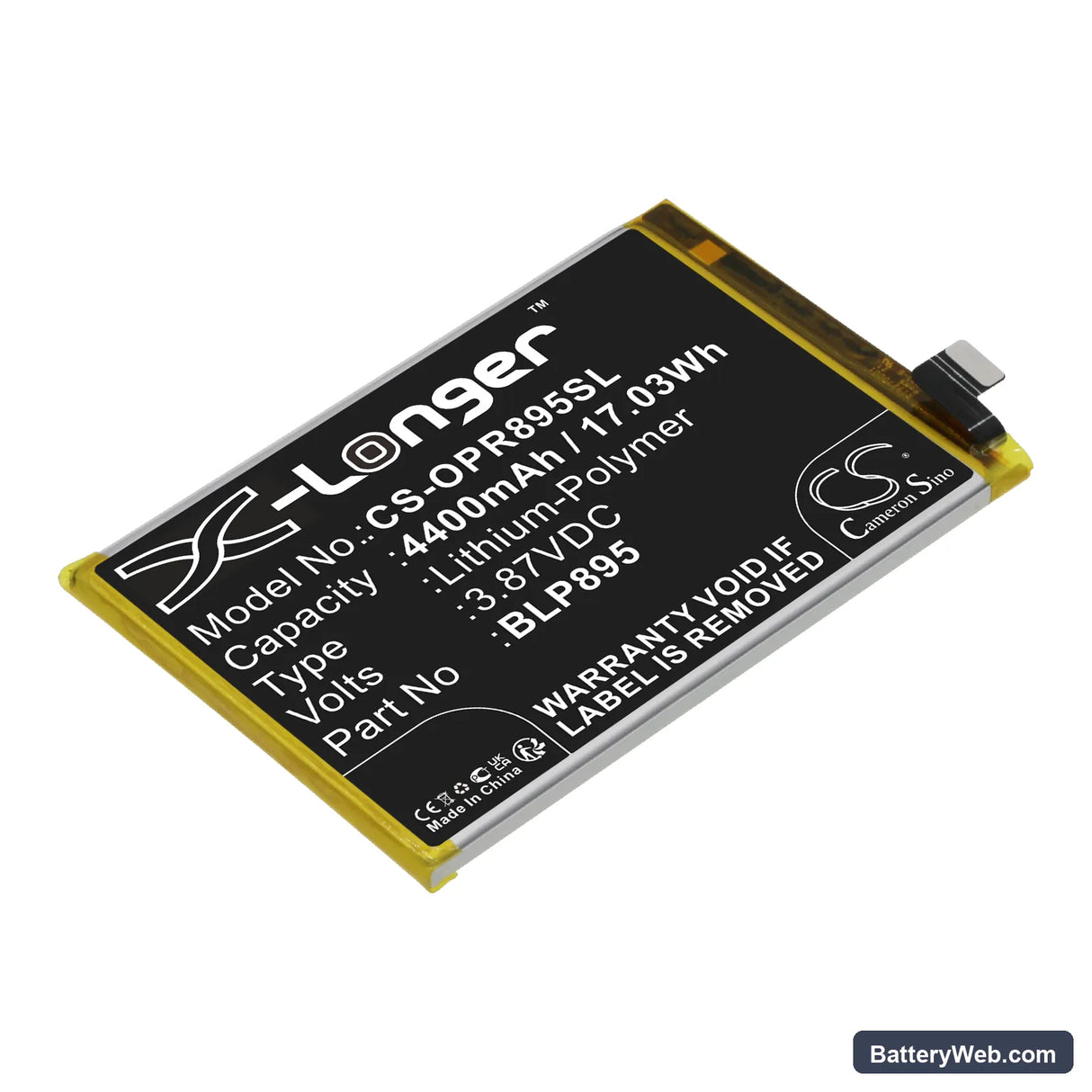 Oppo Reno7 SE 5G Replacement Battery, 3.87V, 4400mAh, Li-Polymer 1