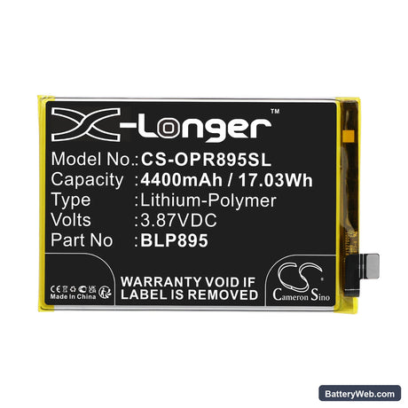 Oppo Reno7 SE 5G Replacement Battery, 3.87V, 4400mAh, Li-Polymer 3