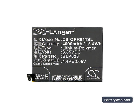 Oppo R9s Plus Replacement Battery, 3.85V, 4000mAh, Li-Polymer 5